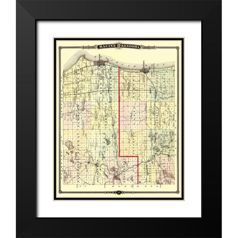 Racine  Kenosha Wisconsin Landowner - Snyder 1878 Black Modern Wood Framed Art Print with Double Matting by Snyder