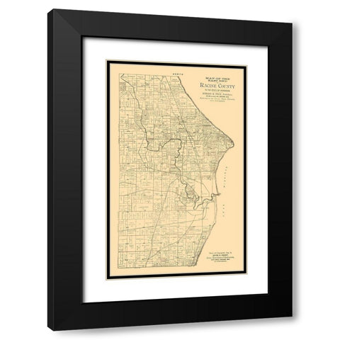 Racine County Wisconsin - Knight 1893  Black Modern Wood Framed Art Print with Double Matting by Knight