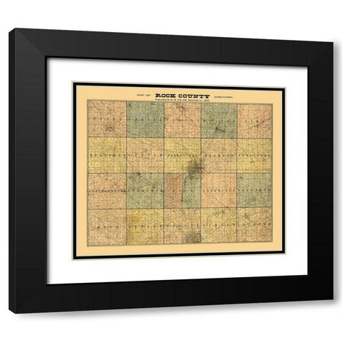 Rock County Wisconsin - Hixon 1900  Black Modern Wood Framed Art Print with Double Matting by Hixon