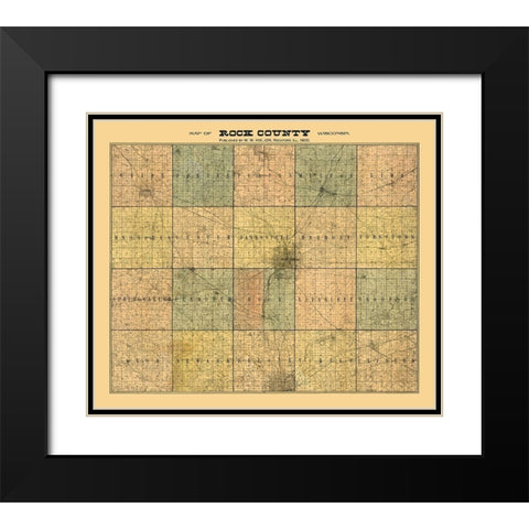 Rock County Wisconsin - Hixon 1900  Black Modern Wood Framed Art Print with Double Matting by Hixon