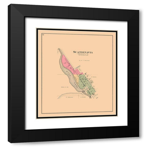 Scandinavia Wisconsin  Foote 1889 Black Modern Wood Framed Art Print with Double Matting by Foote