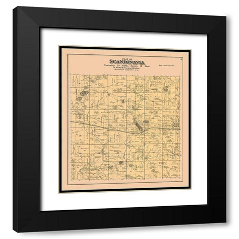 Scandinavia City  Wisconsin - Foote 1889 Black Modern Wood Framed Art Print with Double Matting by Foote