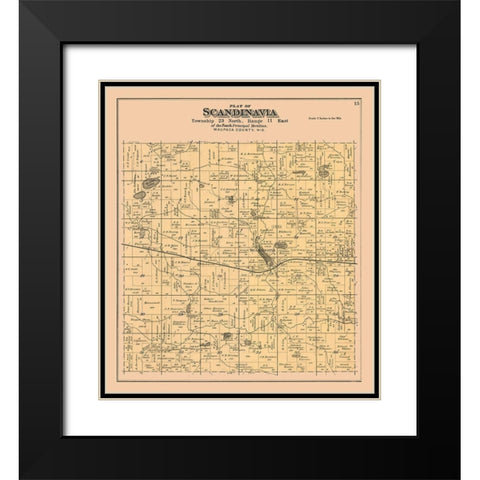 Scandinavia City  Wisconsin - Foote 1889 Black Modern Wood Framed Art Print with Double Matting by Foote
