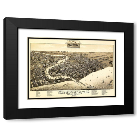 Sheboygan Wisconsin - Wellge 1885  Black Modern Wood Framed Art Print with Double Matting by Wellge