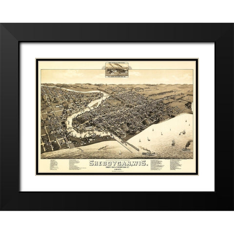 Sheboygan Wisconsin - Wellge 1885  Black Modern Wood Framed Art Print with Double Matting by Wellge