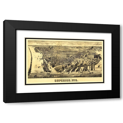 Superior Wisconsin - American Pub Co 1893  Black Modern Wood Framed Art Print with Double Matting by American Pub Co