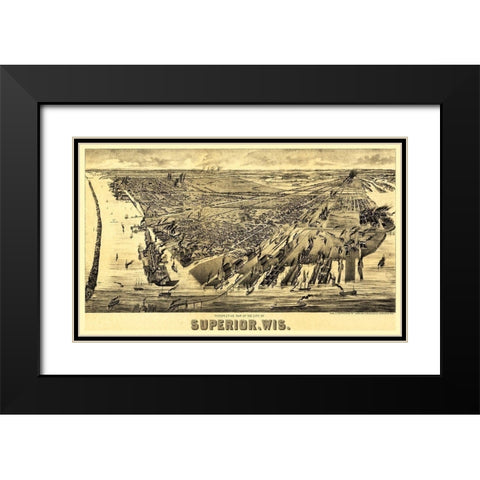 Superior Wisconsin - American Pub Co 1893  Black Modern Wood Framed Art Print with Double Matting by American Pub Co