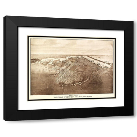 Superior Wisconsin - Bradley 1913  Black Modern Wood Framed Art Print with Double Matting by Bradley