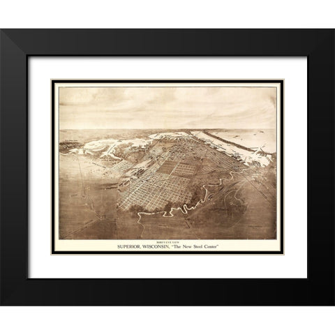 Superior Wisconsin - Bradley 1913  Black Modern Wood Framed Art Print with Double Matting by Bradley