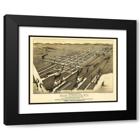 Superior Wisconsin - Wellge 1887  Black Modern Wood Framed Art Print with Double Matting by Wellge