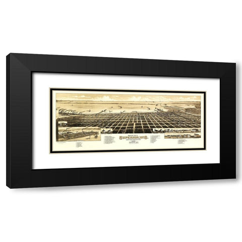 Superior Wisconsin - Wellge 1883  Black Modern Wood Framed Art Print with Double Matting by Wellge