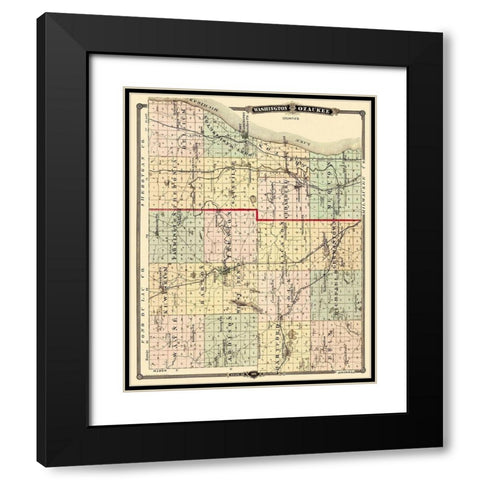 Washington  Ozaukee Wisconsin Landowner Black Modern Wood Framed Art Print with Double Matting by Snyder
