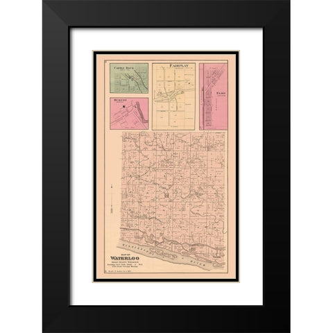 Waterloo  Wisconsin - Foote 1877 Black Modern Wood Framed Art Print with Double Matting by Foote