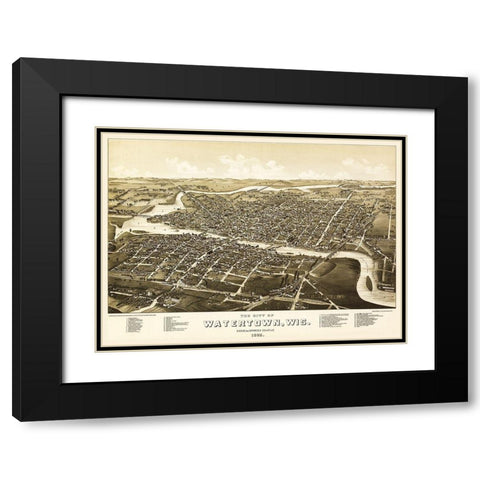 Watertown Wisconsin - Norris 1885  Black Modern Wood Framed Art Print with Double Matting by Norris