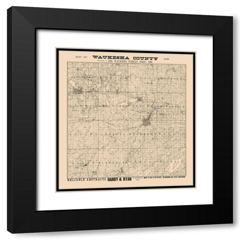 Waukesha County Wisconsin - Hardy 1900  Black Modern Wood Framed Art Print with Double Matting by Hardy