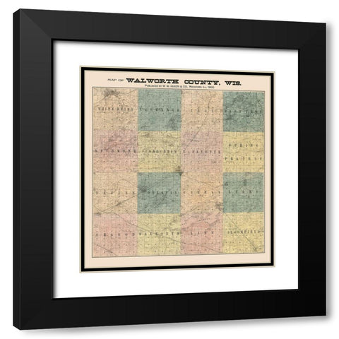 Walworth County Wisconsin - Hixon 1900  Black Modern Wood Framed Art Print with Double Matting by Hixon