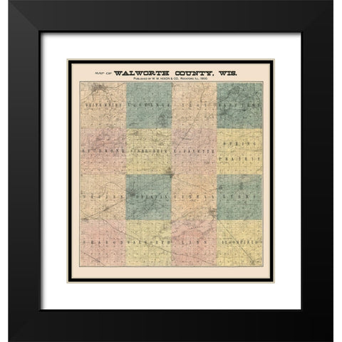 Walworth County Wisconsin - Hixon 1900  Black Modern Wood Framed Art Print with Double Matting by Hixon