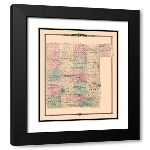 Waupaca County  Wisconsin - Snyder  1877 Black Modern Wood Framed Art Print with Double Matting by Snyder