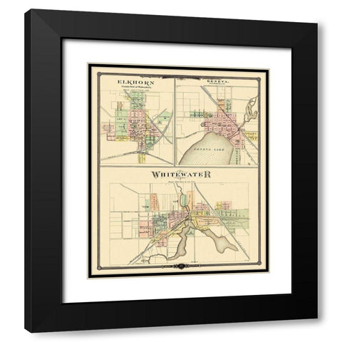 Whitewater, Elkhorn, Geneva Wisconsin - Snyder Black Modern Wood Framed Art Print with Double Matting by Snyder