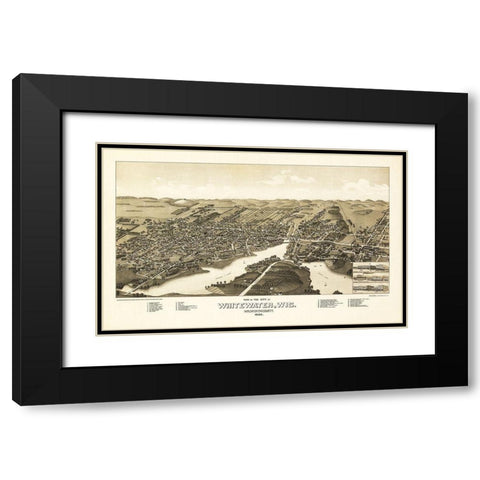 Whitewater Wisconsin - Norris 1855  Black Modern Wood Framed Art Print with Double Matting by Norris