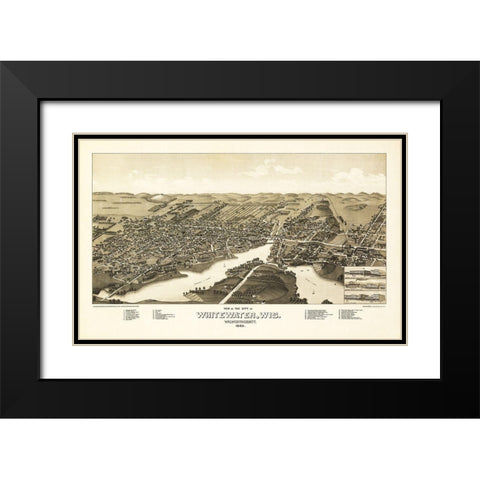 Whitewater Wisconsin - Norris 1855  Black Modern Wood Framed Art Print with Double Matting by Norris