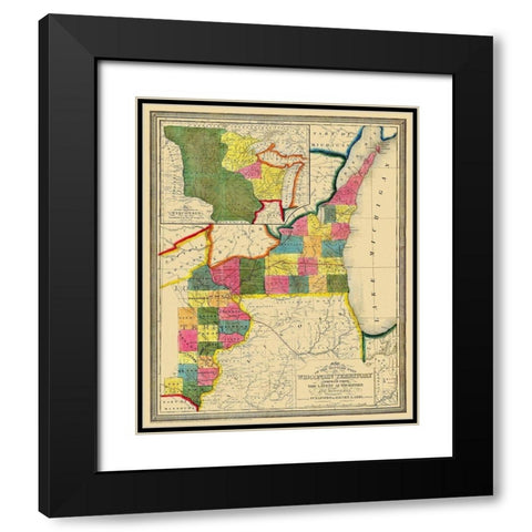 Wisconsin Territory - Abel 1838 Black Modern Wood Framed Art Print with Double Matting by Abel