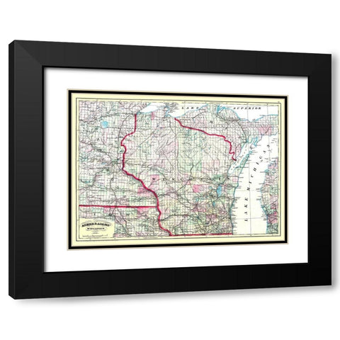 Wisconsin - Asher  1874 Black Modern Wood Framed Art Print with Double Matting by Asher