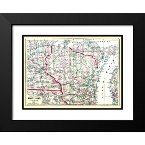 Wisconsin - Asher  1874 Black Modern Wood Framed Art Print with Double Matting by Asher