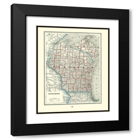 Wisconsin - Rathbun 1893 Black Modern Wood Framed Art Print with Double Matting by Rathbun