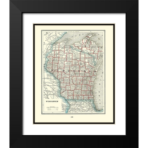 Wisconsin - Rathbun 1893 Black Modern Wood Framed Art Print with Double Matting by Rathbun