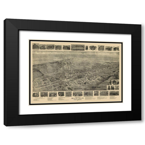 Bluefield West Virginia - Fowler 1911 Black Modern Wood Framed Art Print with Double Matting by Fowler