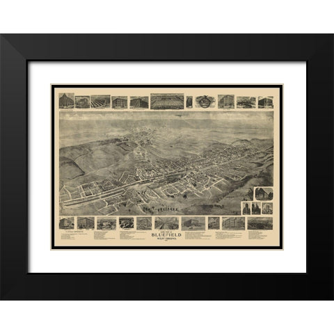 Bluefield West Virginia - Fowler 1911 Black Modern Wood Framed Art Print with Double Matting by Fowler