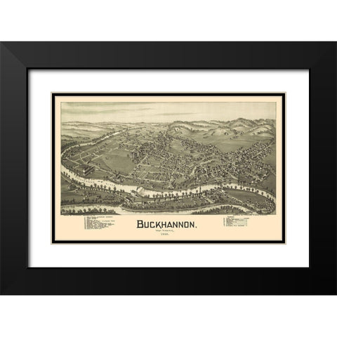 Buckhannon West Virginia - Fowler 1900 Black Modern Wood Framed Art Print with Double Matting by Fowler