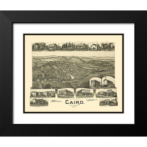 Cairo West Virginia - Fowler 1899 Black Modern Wood Framed Art Print with Double Matting by Fowler