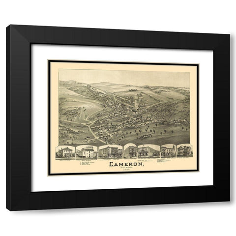Cameron West Virginia - Fowler 1899 Black Modern Wood Framed Art Print with Double Matting by Fowler