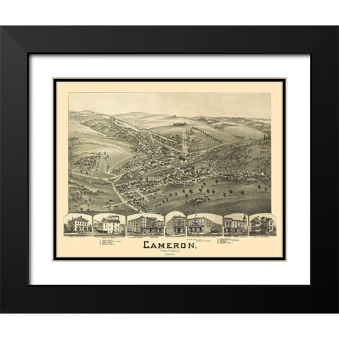Cameron West Virginia - Fowler 1899 Black Modern Wood Framed Art Print with Double Matting by Fowler
