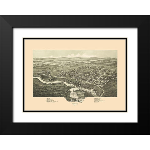 Davis West Virginia - Fowler 1898 Black Modern Wood Framed Art Print with Double Matting by Fowler