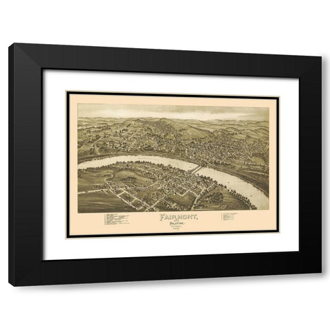 Fairmont Palatine West Virginia - Fowler 1897 Black Modern Wood Framed Art Print with Double Matting by Fowler