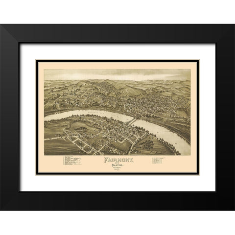Fairmont Palatine West Virginia - Fowler 1897 Black Modern Wood Framed Art Print with Double Matting by Fowler