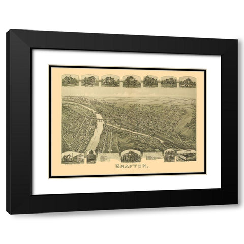 Grafton West Virginia - Fowler 1898 Black Modern Wood Framed Art Print with Double Matting by Fowler