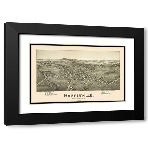 Harrisville West Virginia - Fowler 1899 Black Modern Wood Framed Art Print with Double Matting by Fowler