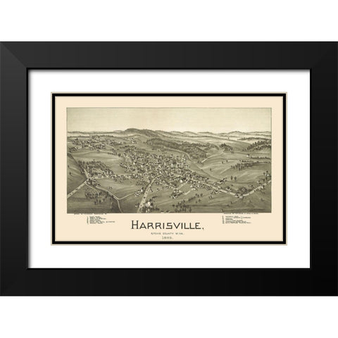 Harrisville West Virginia - Fowler 1899 Black Modern Wood Framed Art Print with Double Matting by Fowler
