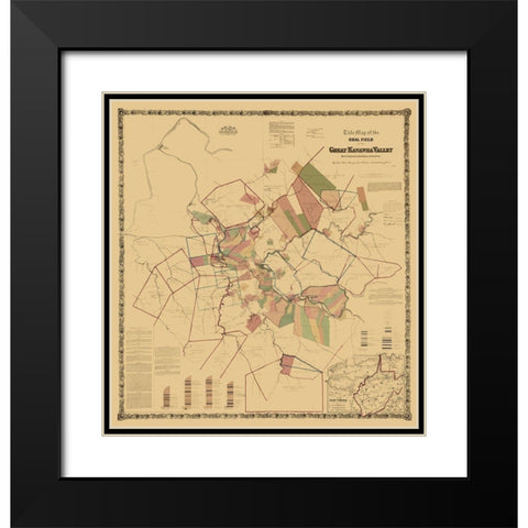 Kanawha Valley West Virginia Landowner Black Modern Wood Framed Art Print with Double Matting by Colton