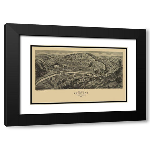 Keystone West Virginia - Fowler 1911 Black Modern Wood Framed Art Print with Double Matting by Fowler