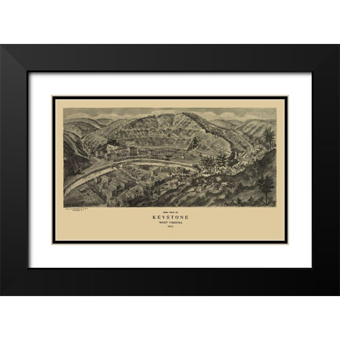 Keystone West Virginia - Fowler 1911 Black Modern Wood Framed Art Print with Double Matting by Fowler