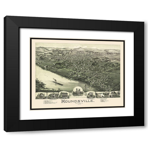 Moundsville West Virginia - Moyer 1899 Black Modern Wood Framed Art Print with Double Matting by Moyer