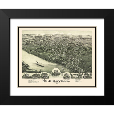 Moundsville West Virginia - Moyer 1899 Black Modern Wood Framed Art Print with Double Matting by Moyer