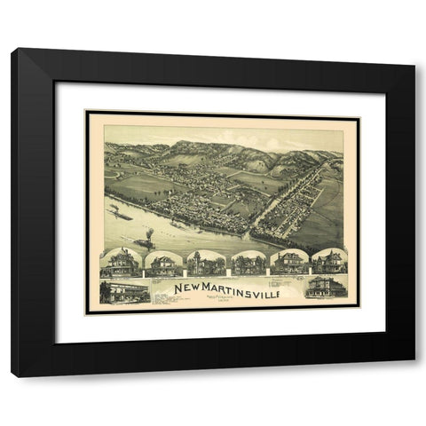 New Martinsville West Virginia - Fowler 1899 Black Modern Wood Framed Art Print with Double Matting by Fowler