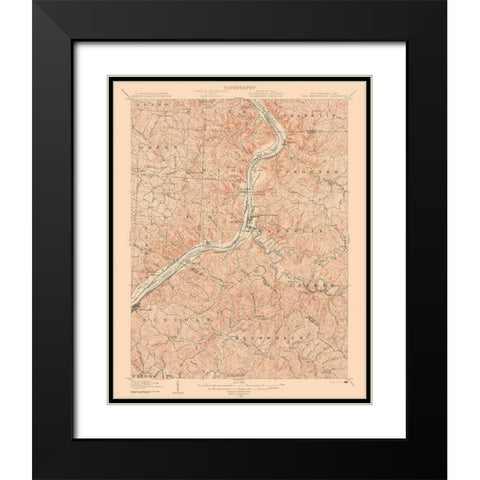 New Martinsville West Virginia Quad - USGS 1905 Black Modern Wood Framed Art Print with Double Matting by USGS