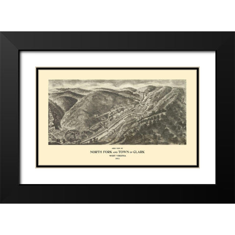 North Fork  Clark West Virginia - Fowler 1911 Black Modern Wood Framed Art Print with Double Matting by Fowler